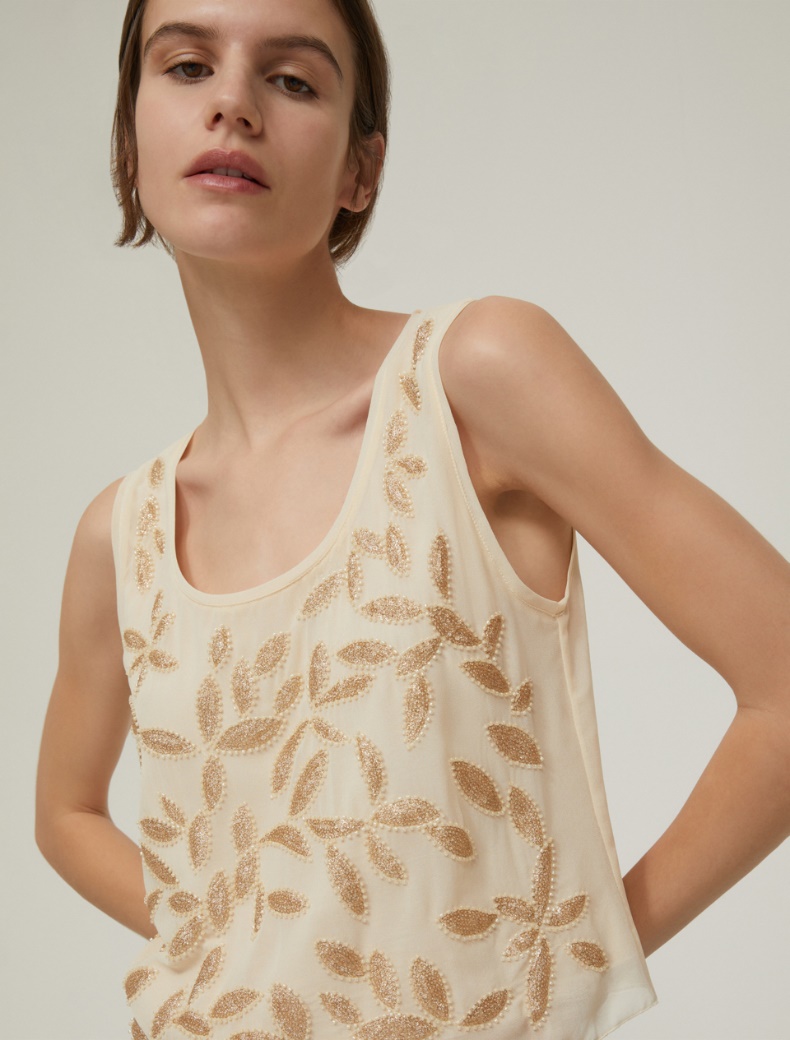 Embroidered georgette top - VANILLA - pennyblack