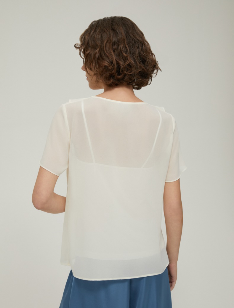 Georgette blouse with flounce - WOOL WHITE - pennyblack