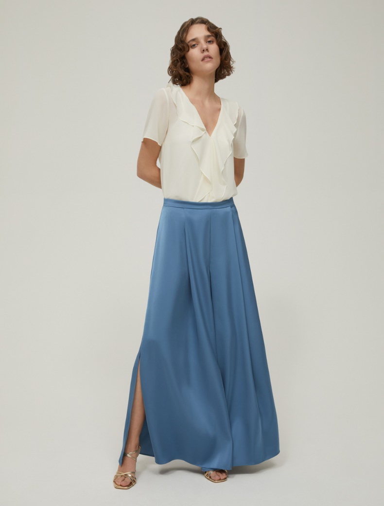 Georgette blouse with flounce - WOOL WHITE - pennyblack