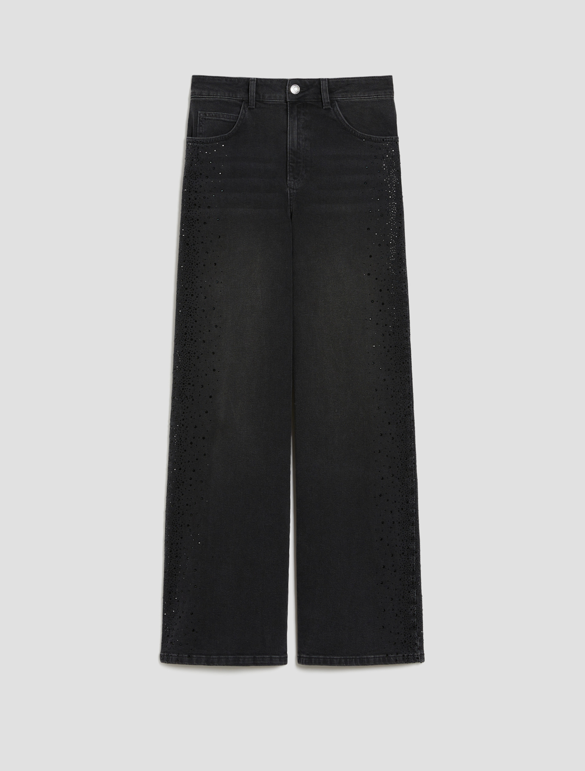 Wide-leg jeans with rhinestones - BLACK - pennyblack