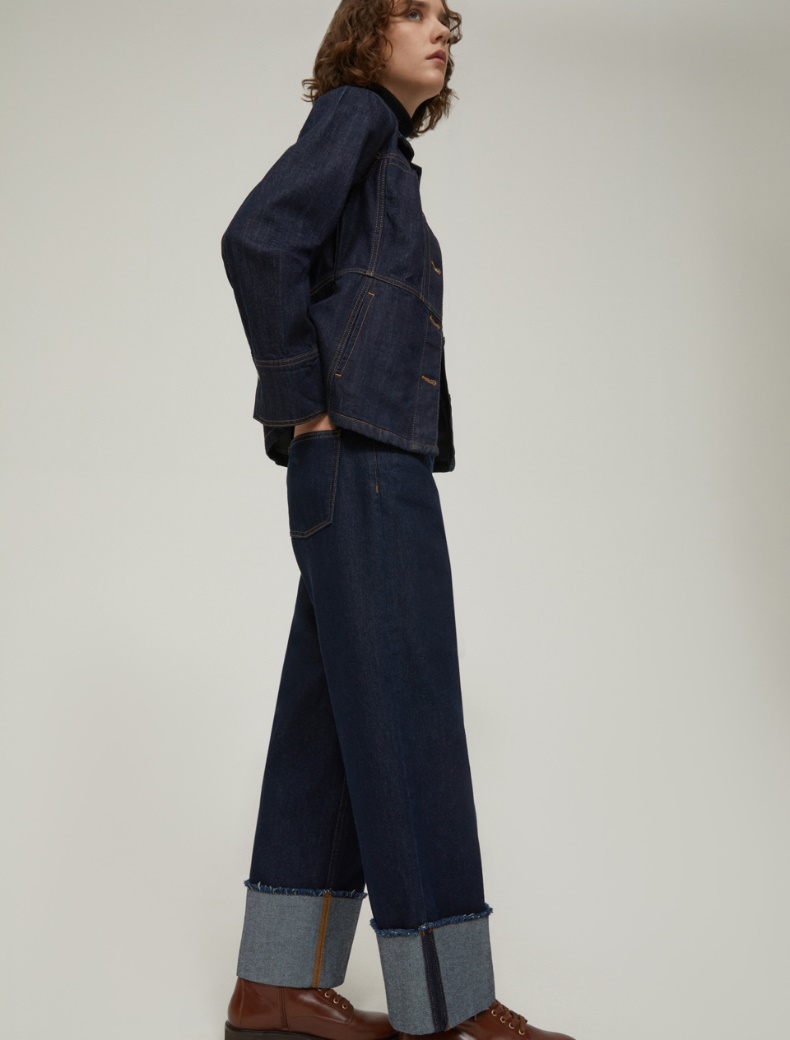 Cropped turn-up jeans - MIDNIGHTBLUE - pennyblack