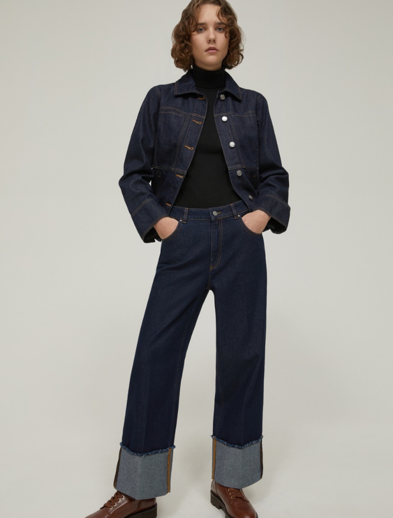 Cropped turn-up jeans - MIDNIGHTBLUE - pennyblack