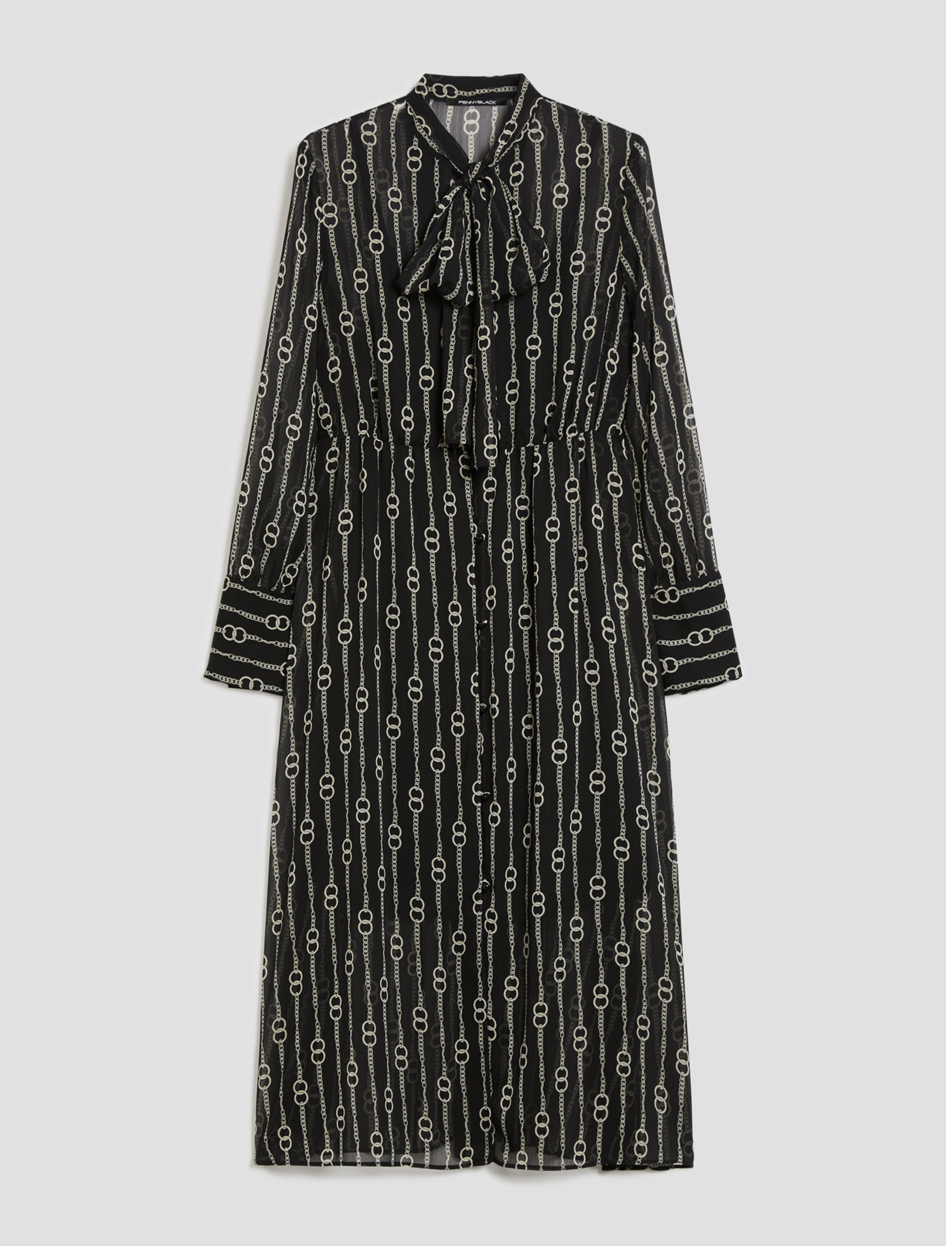 Patterned crepon shirt dress - BLACK - pennyblack