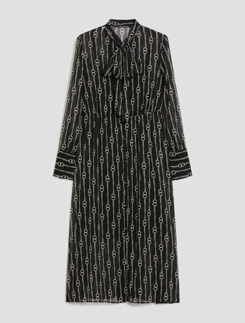 Patterned crepon shirt dress - BLACK - pennyblack