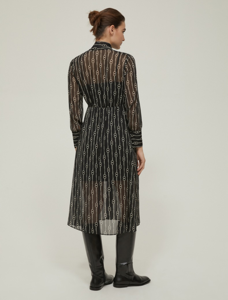 Patterned crepon shirt dress - BLACK - pennyblack
