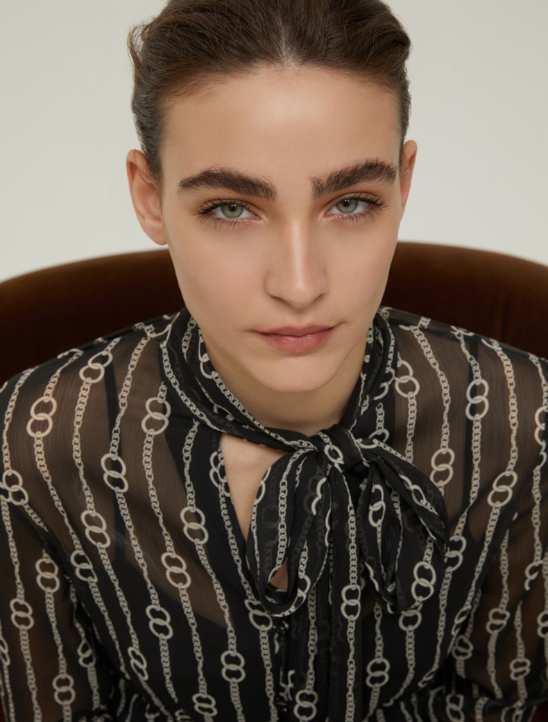 Patterned crepon shirt dress - BLACK - pennyblack