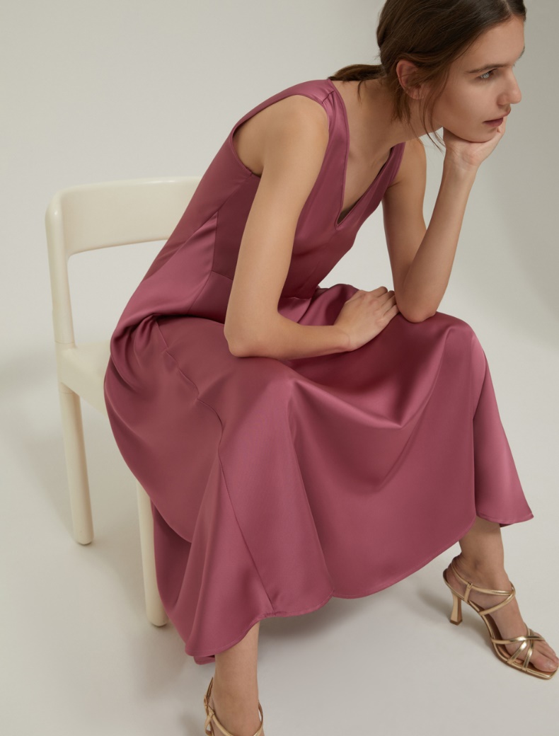 Fluid satin dress - MAUVE - pennyblack