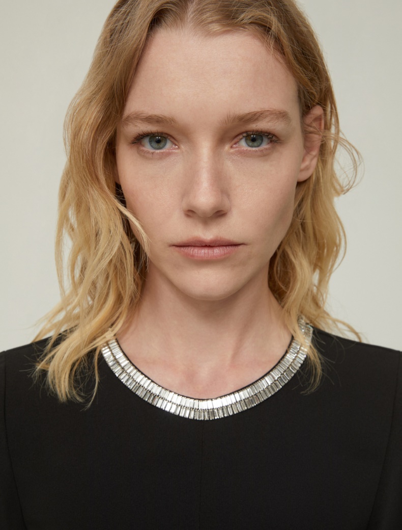 Rhinestone-adorned cady dress - BLACK - pennyblack