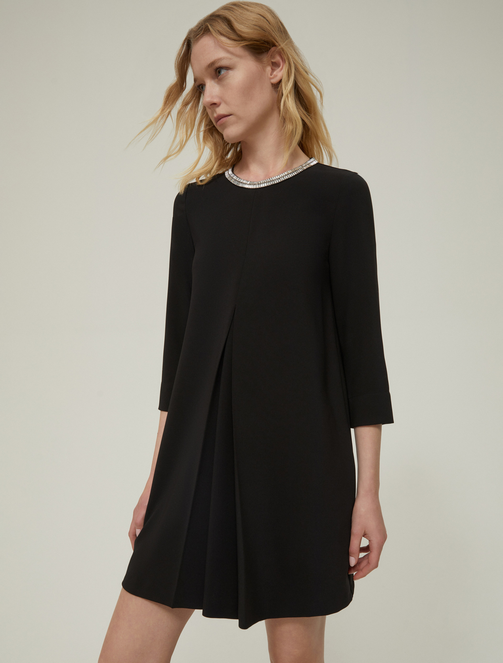 Rhinestone-adorned cady dress - BLACK - pennyblack
