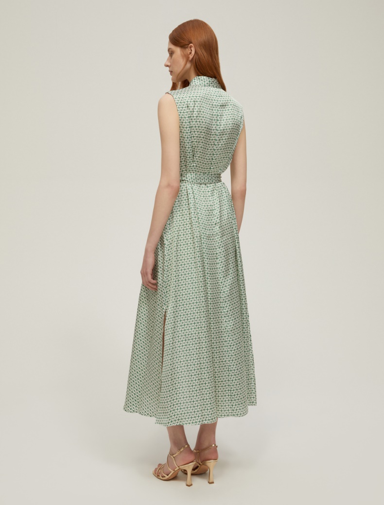 Patterned satin shirt dress - GREEN - pennyblack