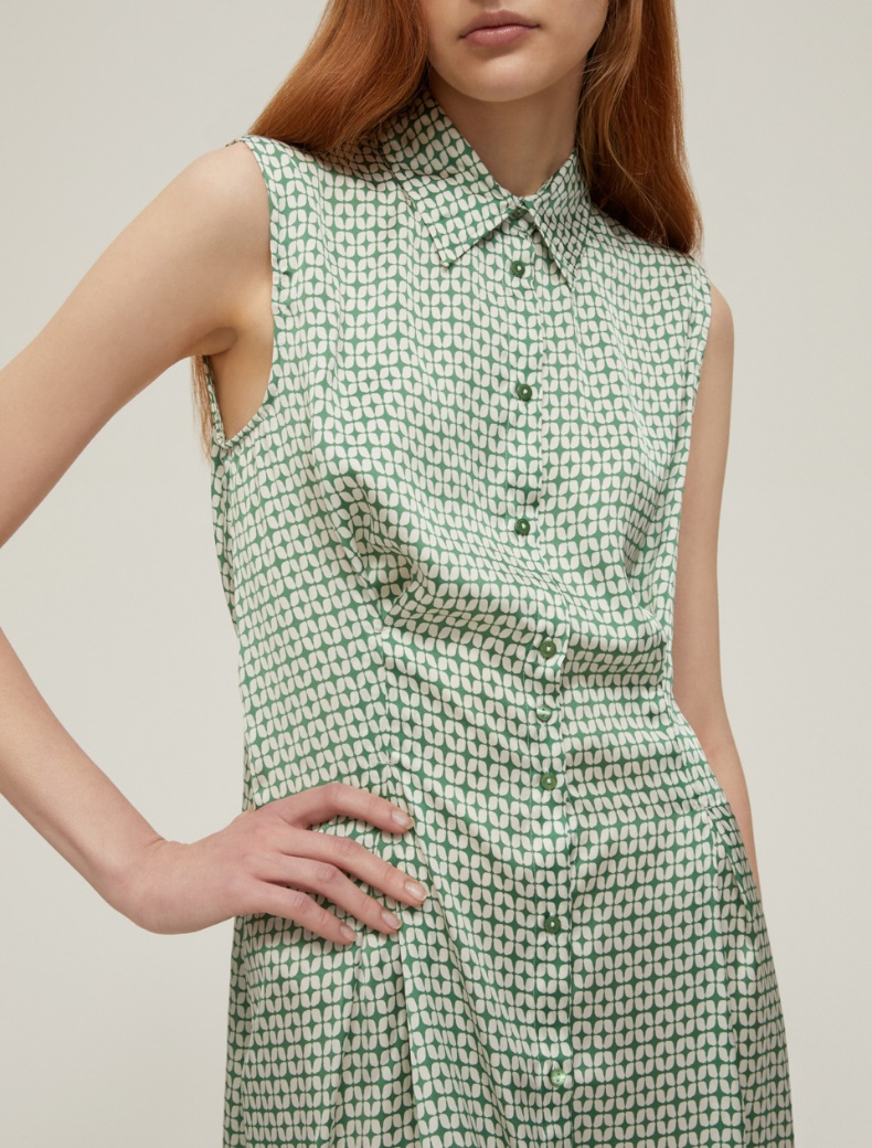 Patterned satin shirt dress - GREEN - pennyblack