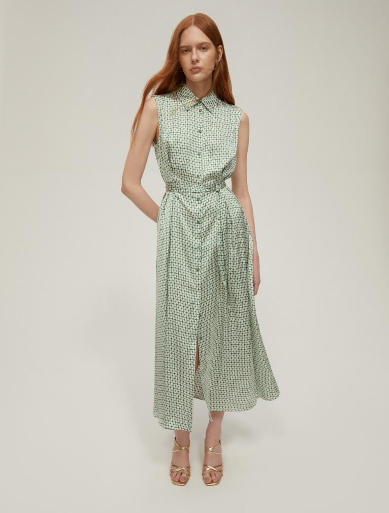 Patterned satin shirt dress - GREEN - pennyblack