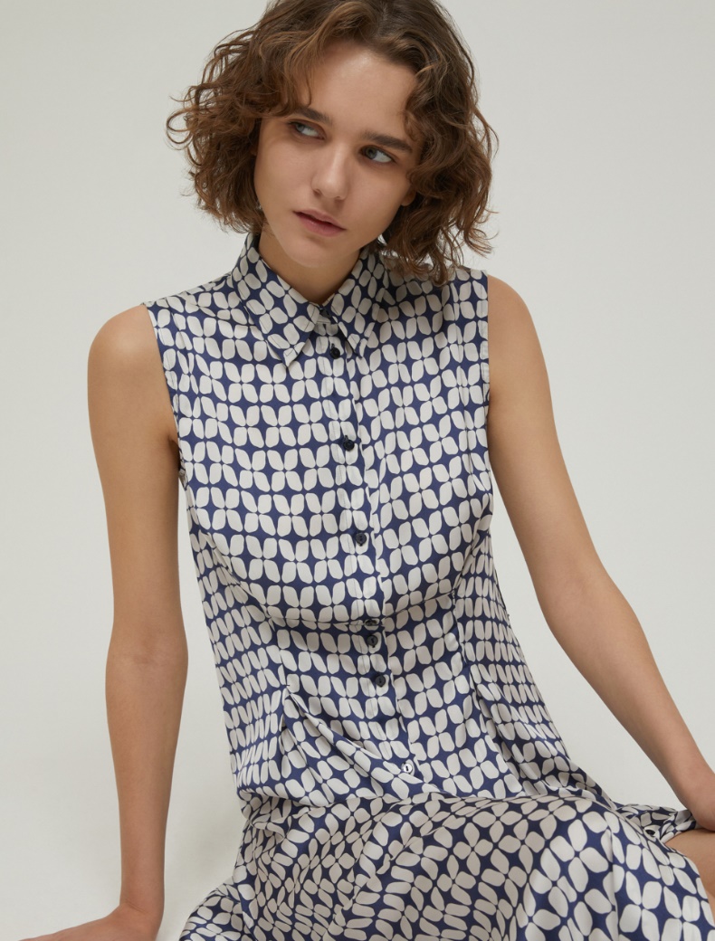 Patterned satin shirt dress - NAVY - pennyblack