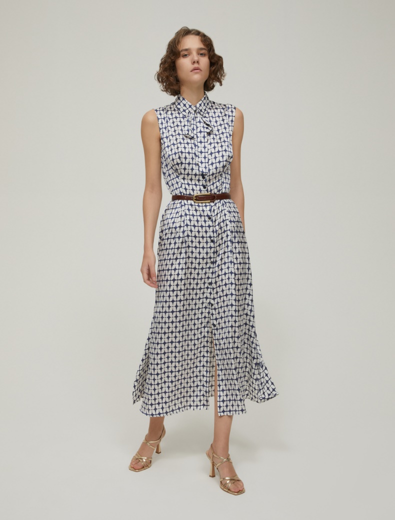 Patterned satin shirt dress - NAVY - pennyblack