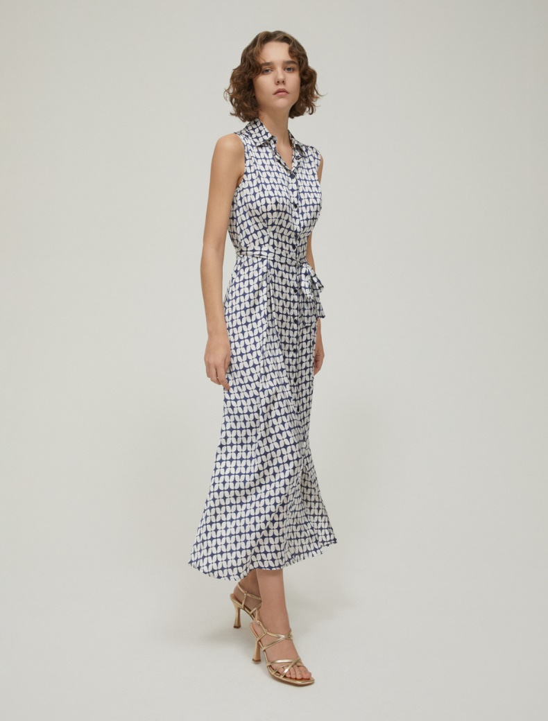Patterned satin shirt dress - NAVY - pennyblack