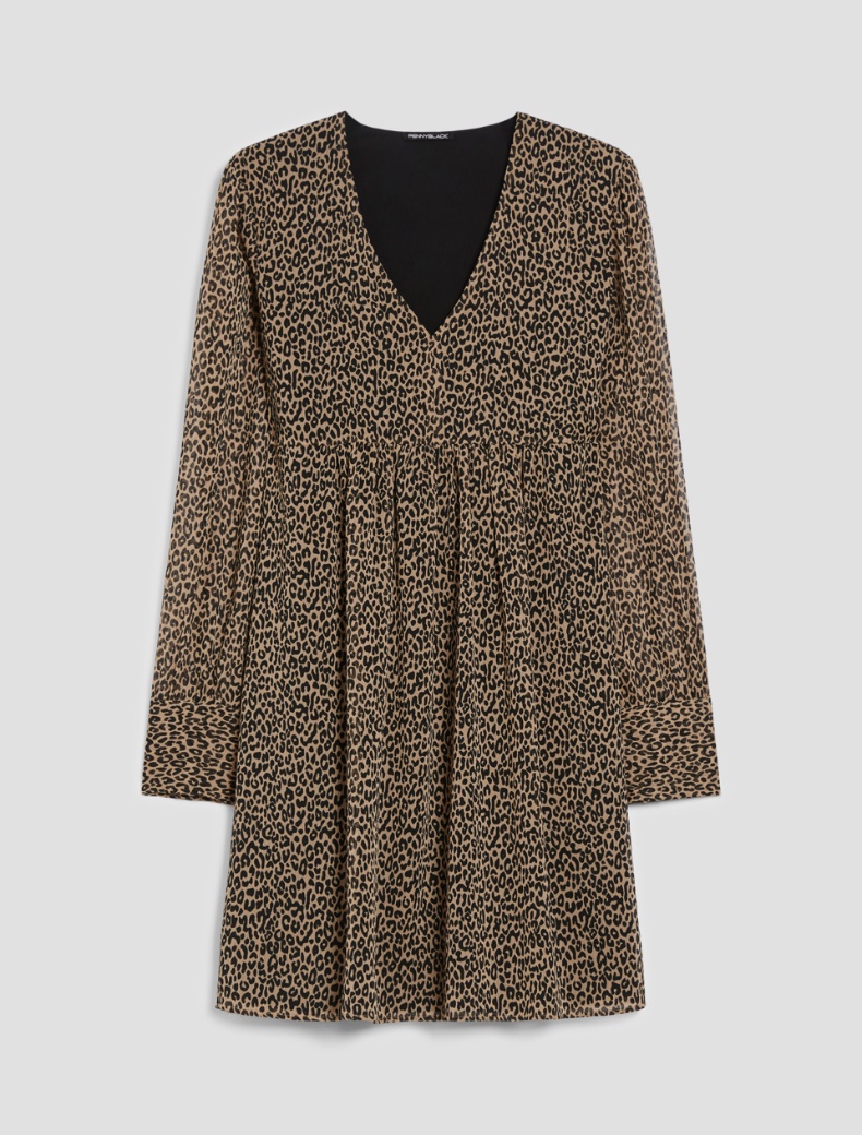 Spotted crepon dress - CAMEL - pennyblack
