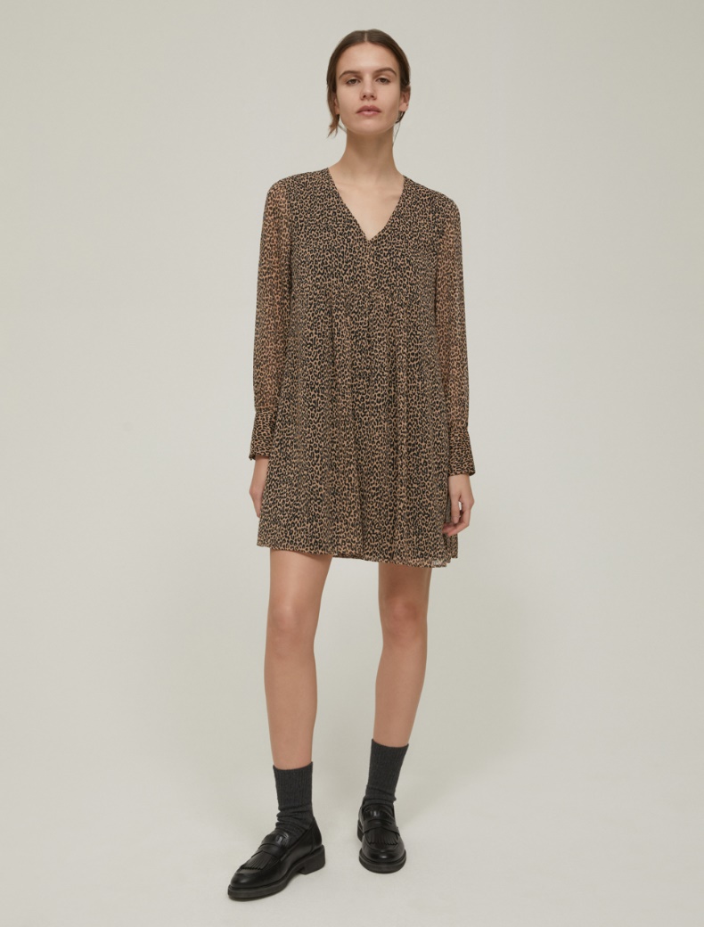 Spotted crepon dress - CAMEL - pennyblack