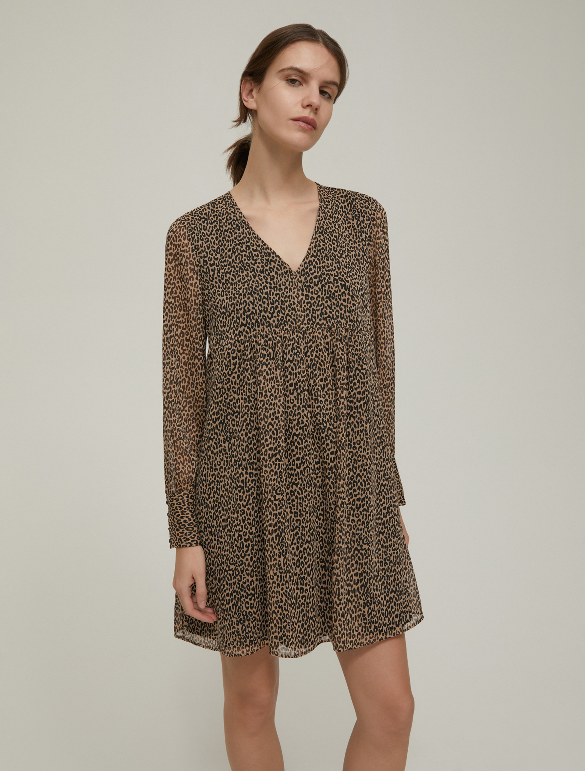 Spotted crepon dress - CAMEL - pennyblack