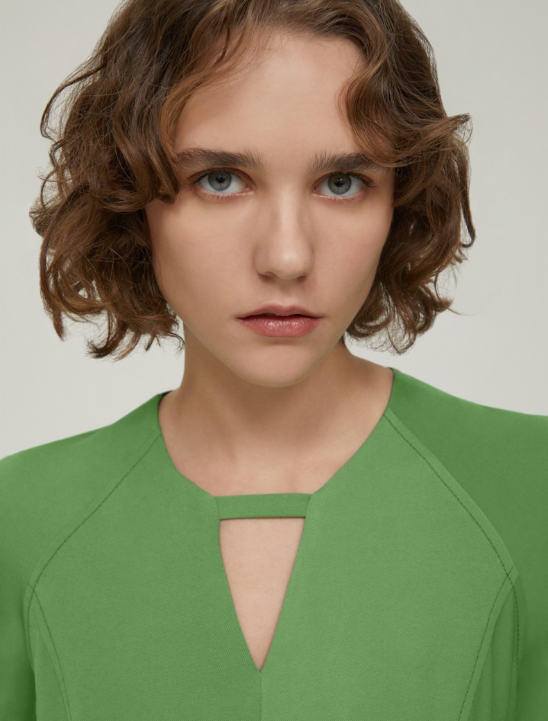 Dress in fluid twill - GREEN - pennyblack