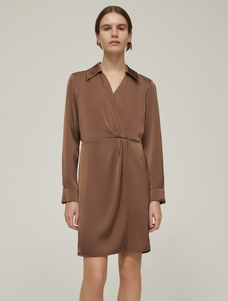 Satin criss-cross dress - BROWN - pennyblack