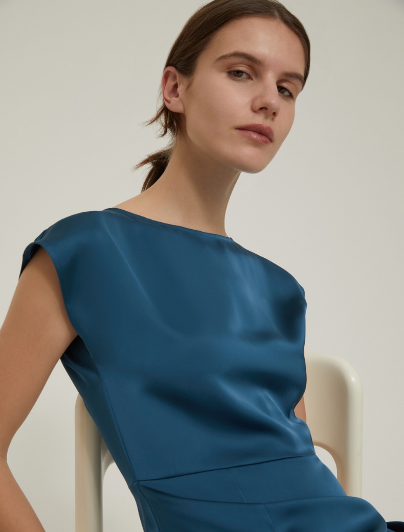 Satin midi dress - PEACOCK BLUE - pennyblack