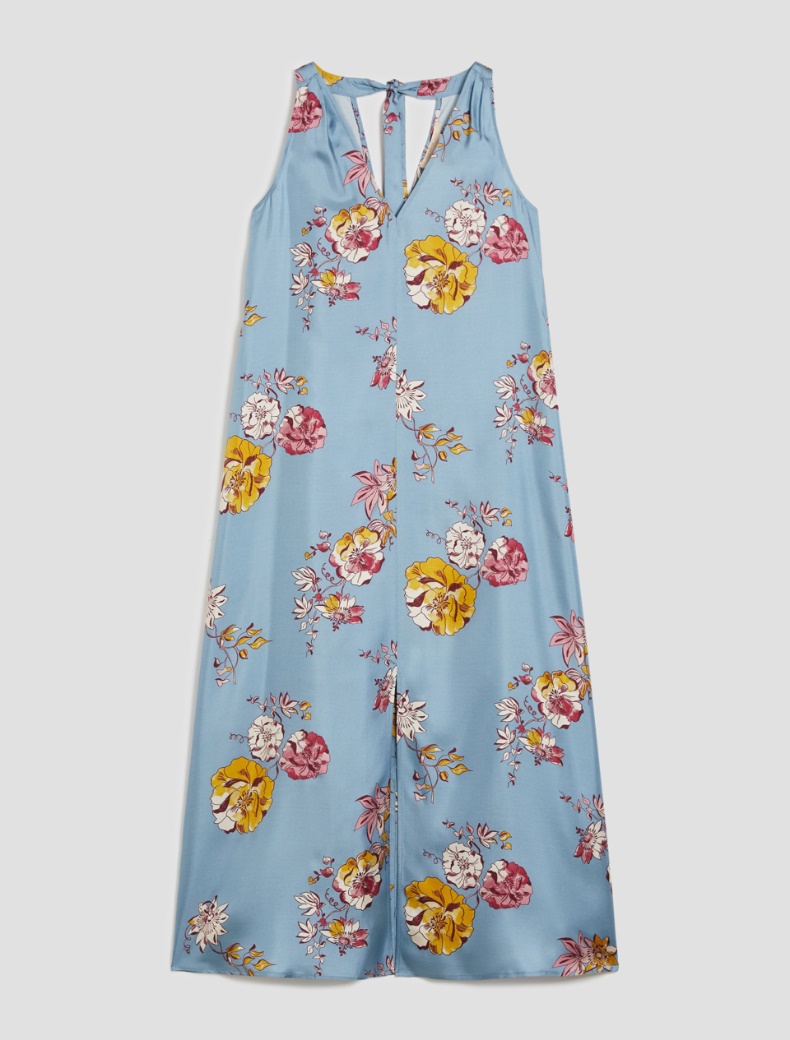 Floral silk twill dress - LIGHT BLUE - pennyblack