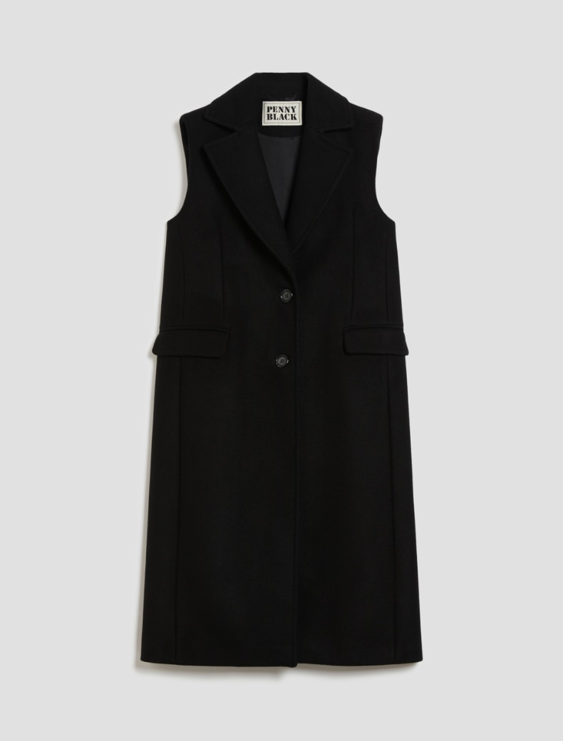 Sleeveless cloth coat - BLACK - pennyblack
