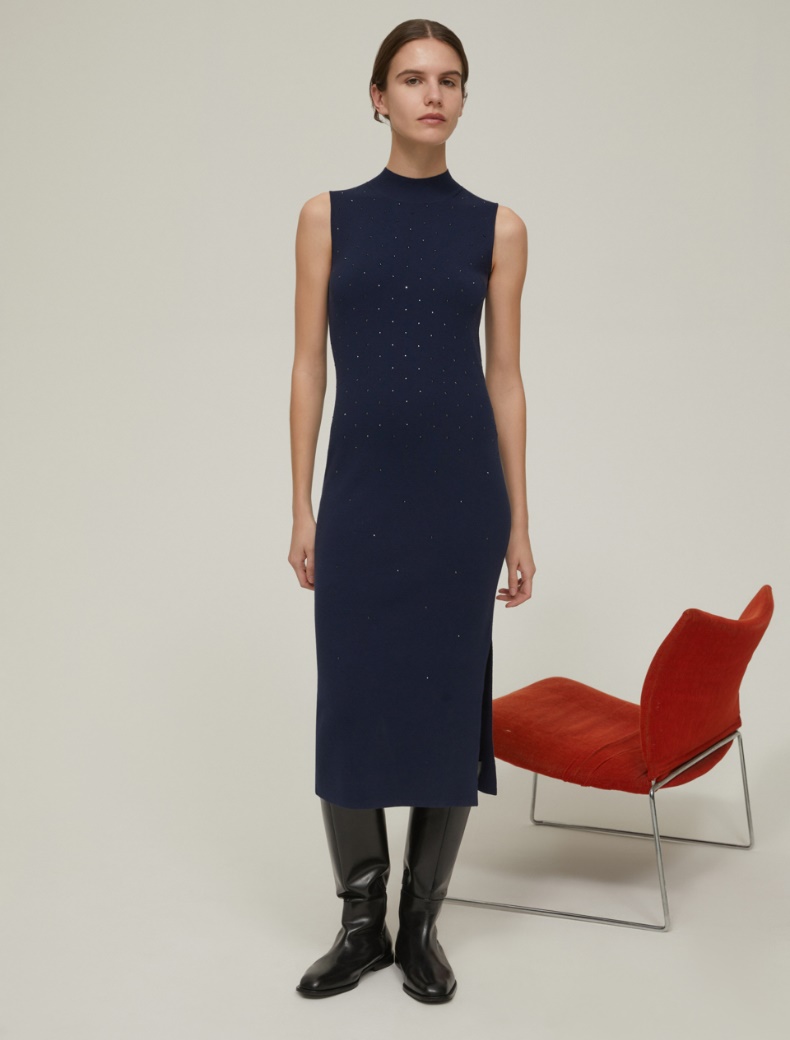 Knit dress with microstud detail - NAVY - pennyblack