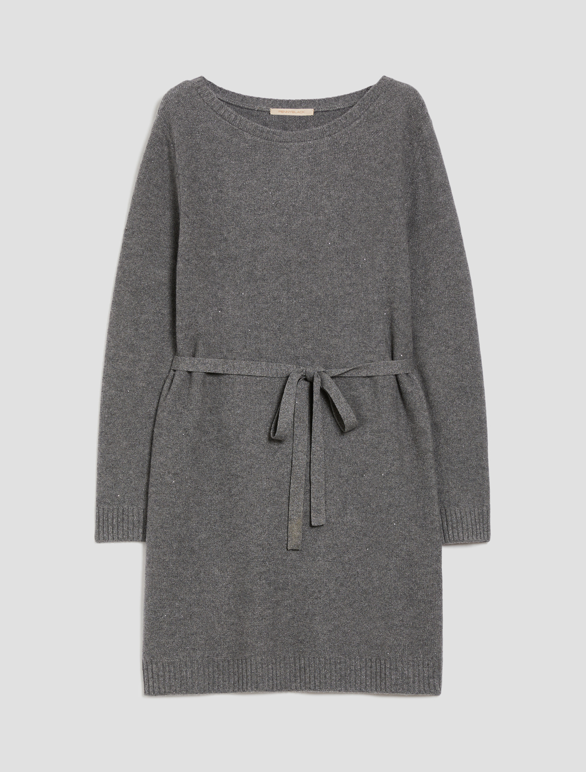Sequin-adorned knit dress - MELANGE GREY - pennyblack