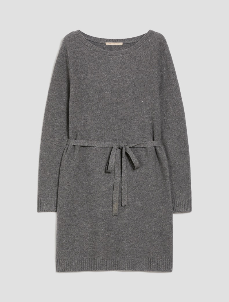 Sequin-adorned knit dress - MELANGE GREY - pennyblack