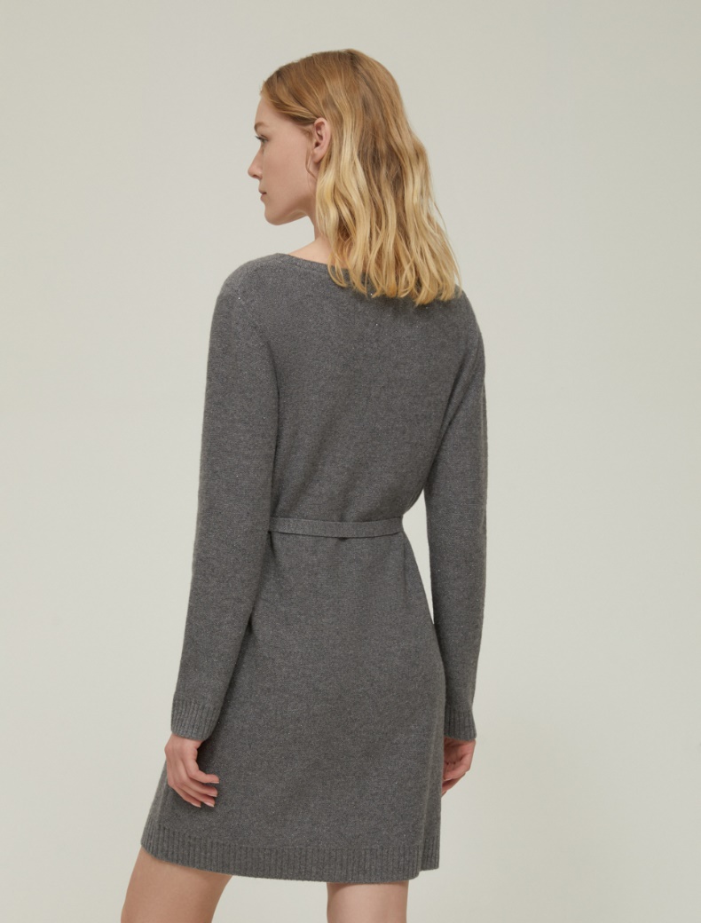 Sequin-adorned knit dress - MELANGE GREY - pennyblack