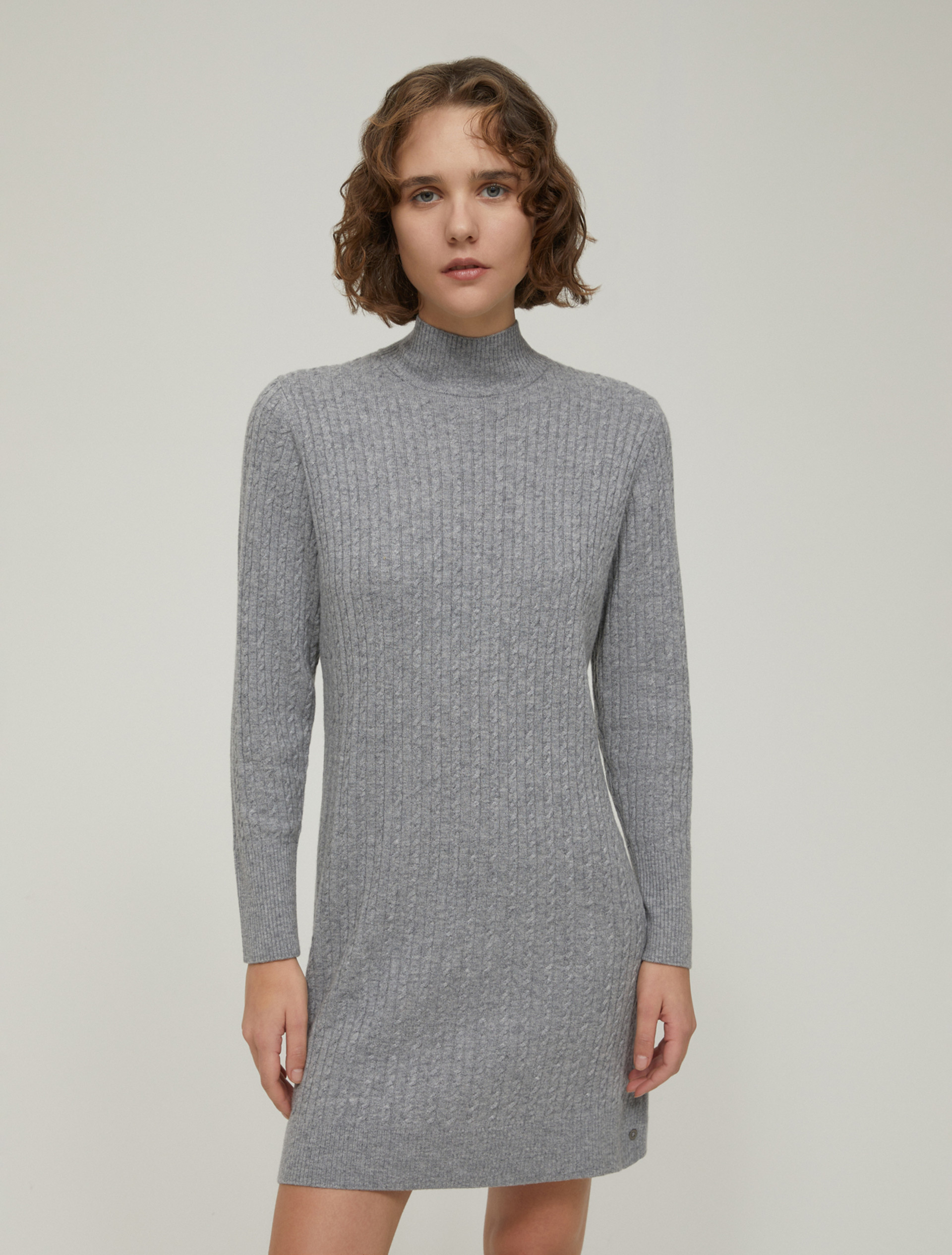 Abito in maglia a trecce - GRIGIO MEDIO - pennyblack