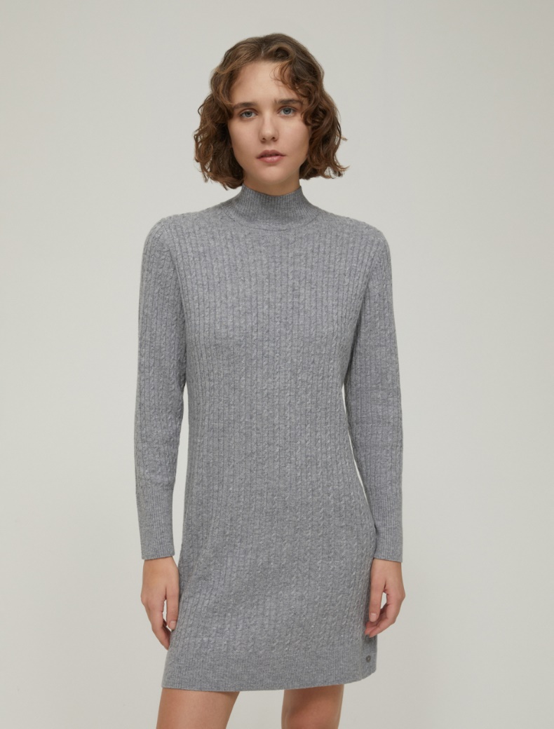 Cable-knit dress - MEDIUM GREY - pennyblack