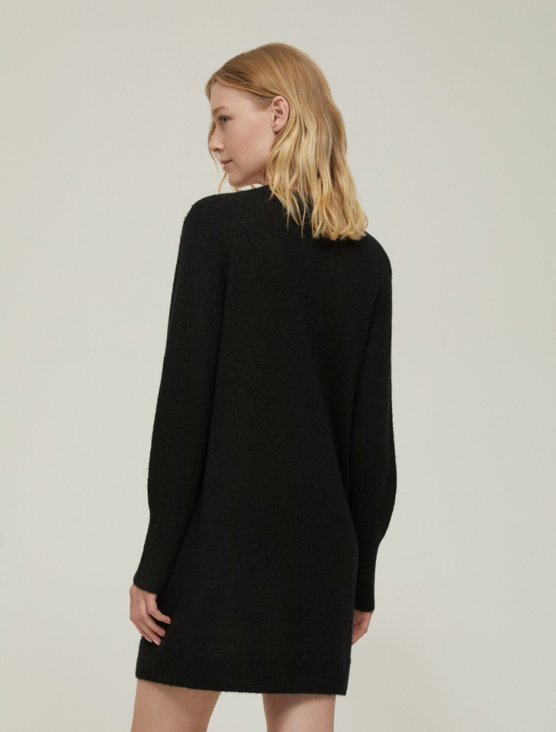 Rhinestone-adorned knit dress - BLACK - pennyblack