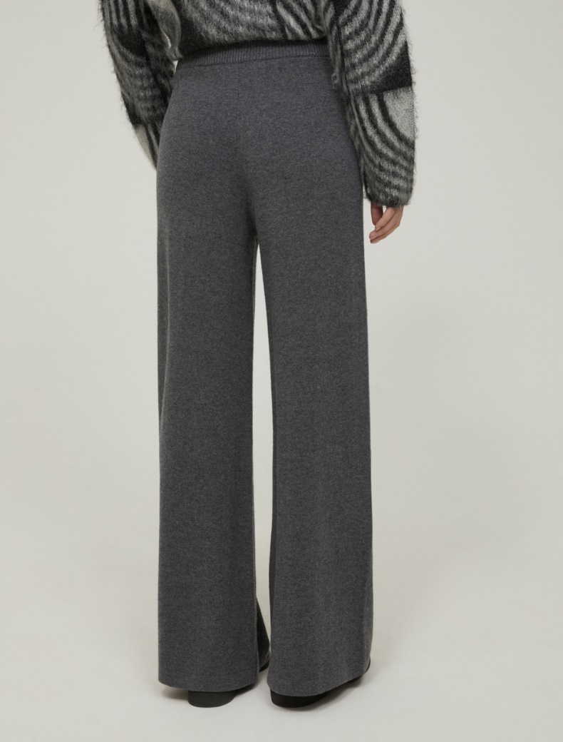 Wide-fit knit trousers - MELANGE DARK GREY - pennyblack