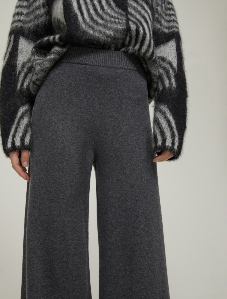 Wide-fit knit trousers - MELANGE DARK GREY - pennyblack