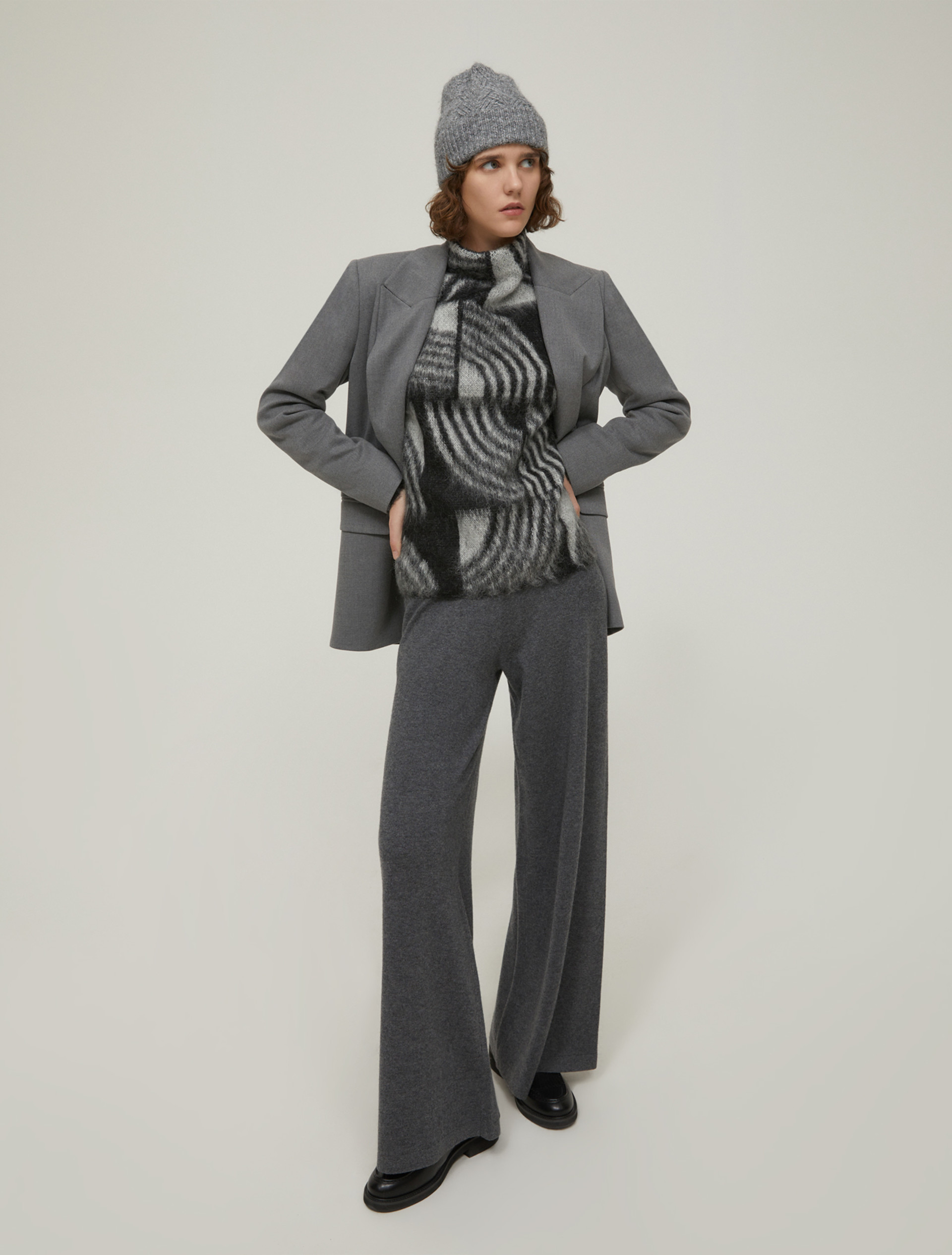 Pantaloni ampi in maglia - GRIGIO SCURO MELANGE - pennyblack