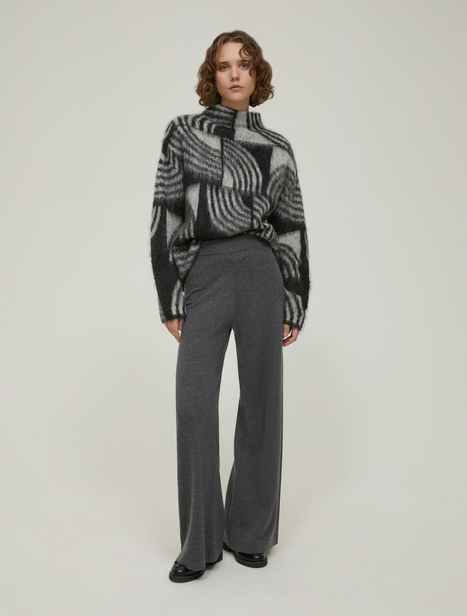 Pantaloni ampi in maglia - GRIGIO SCURO MELANGE - pennyblack