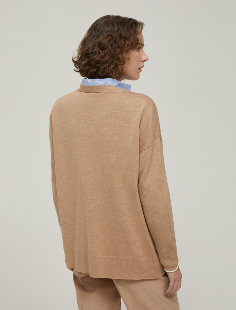 Fine pure wool cardigan - CAMEL - pennyblack
