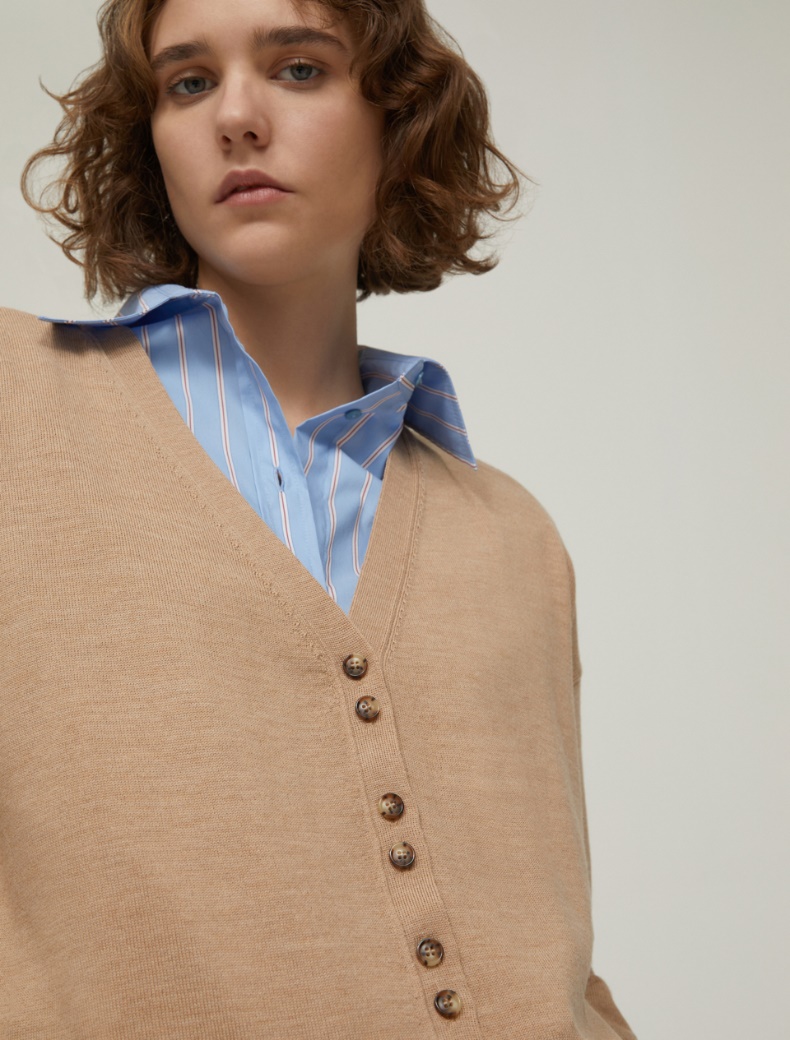 Fine pure wool cardigan - CAMEL - pennyblack