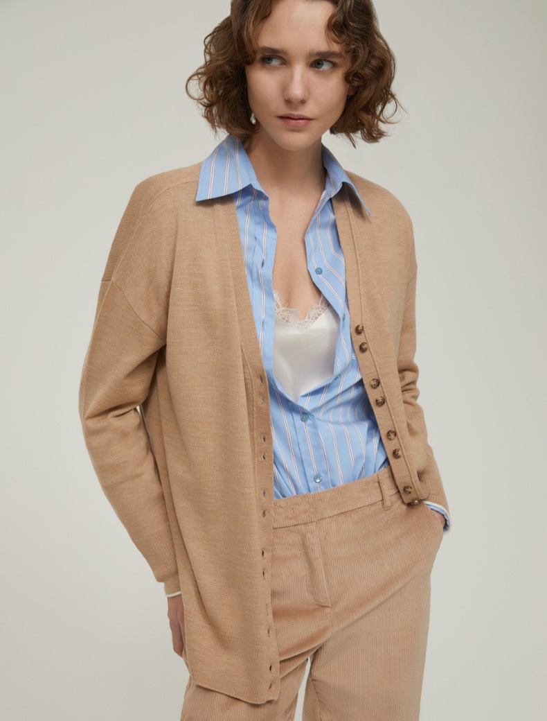 Fine pure wool cardigan - CAMEL - pennyblack