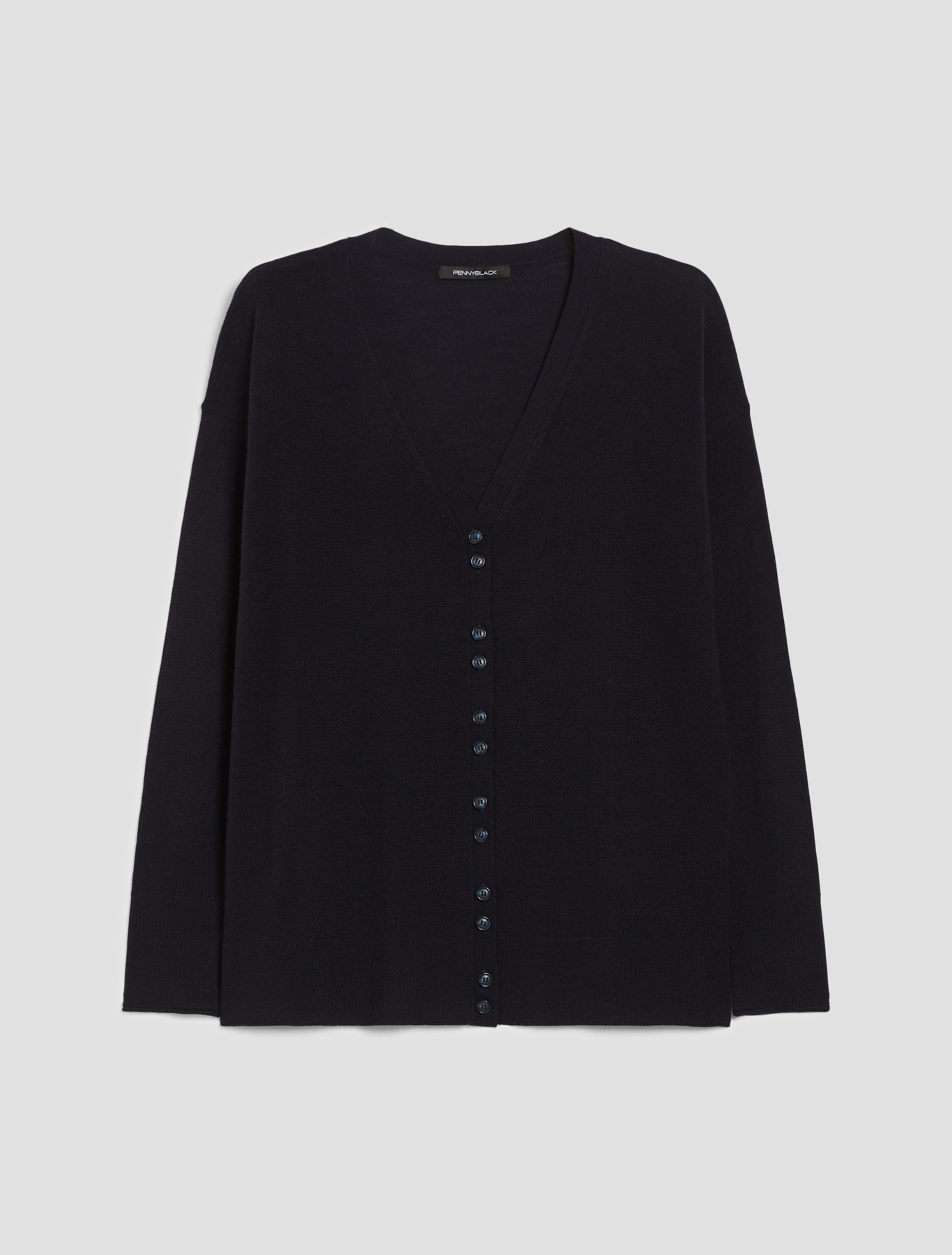 Fine pure wool cardigan - NAVY - pennyblack