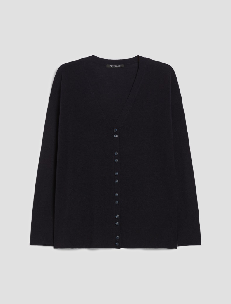 Fine pure wool cardigan - NAVY - pennyblack