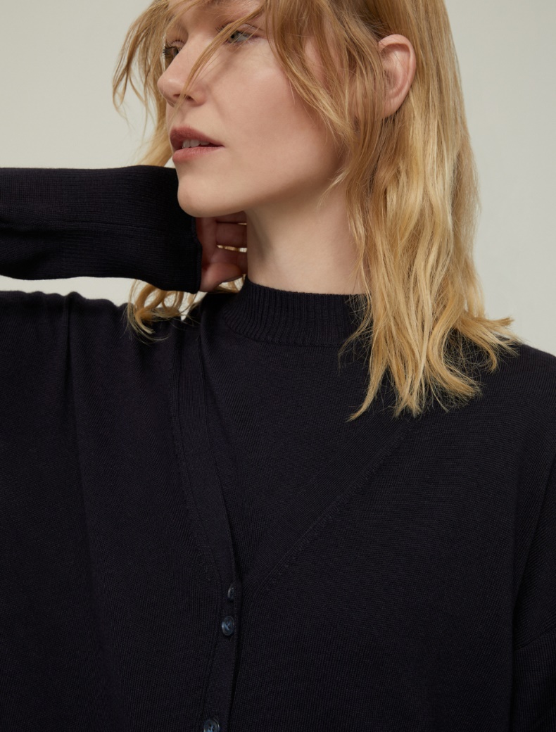 Fine pure wool cardigan - NAVY - pennyblack