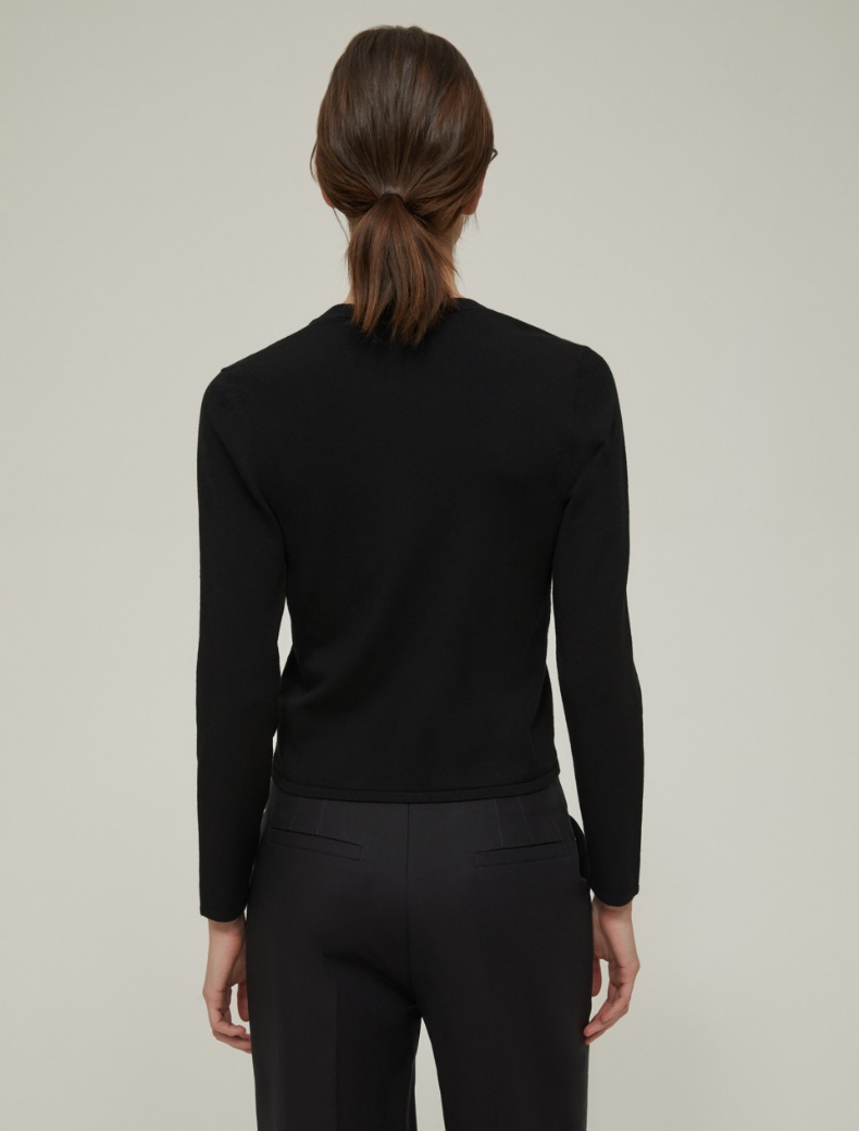 Slim-fit stretch knit cardigan - BLACK - pennyblack