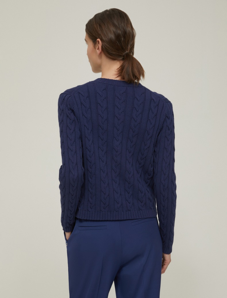 Boxy cable-knit cardigan - NAVY - pennyblack