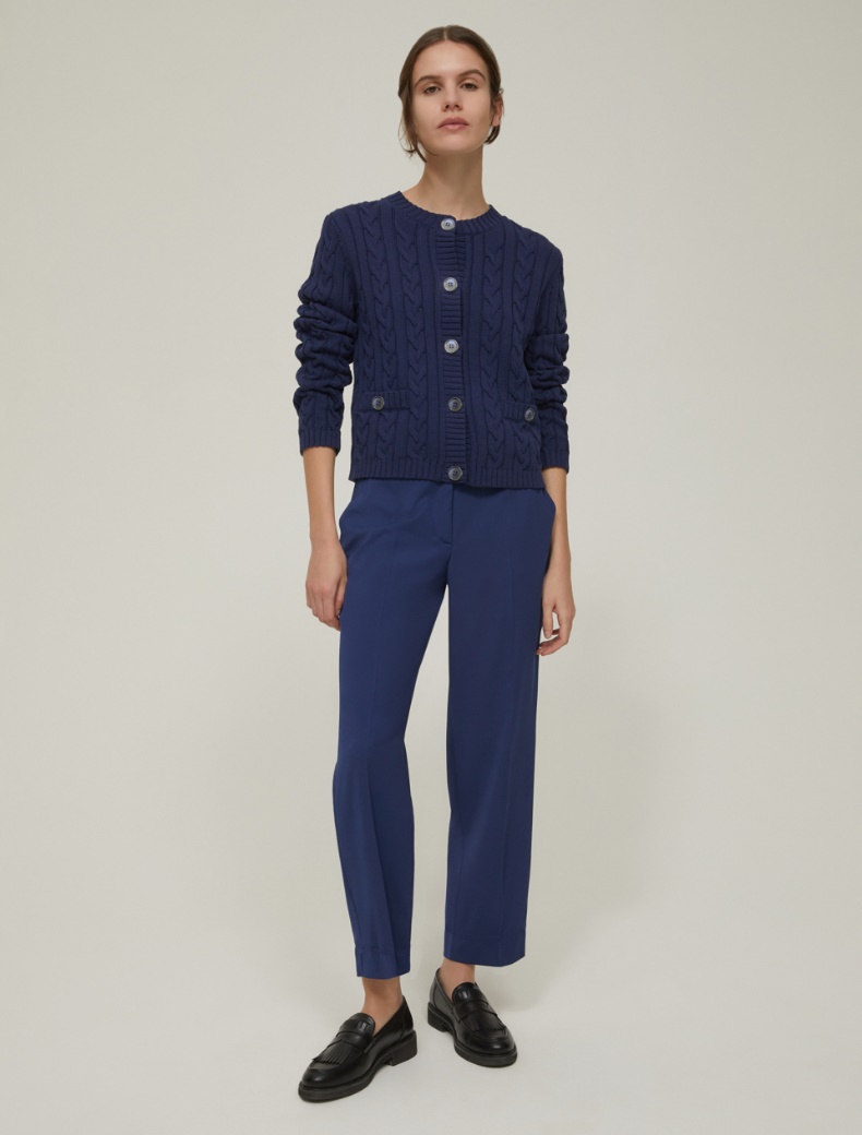Boxy cable-knit cardigan - NAVY - pennyblack