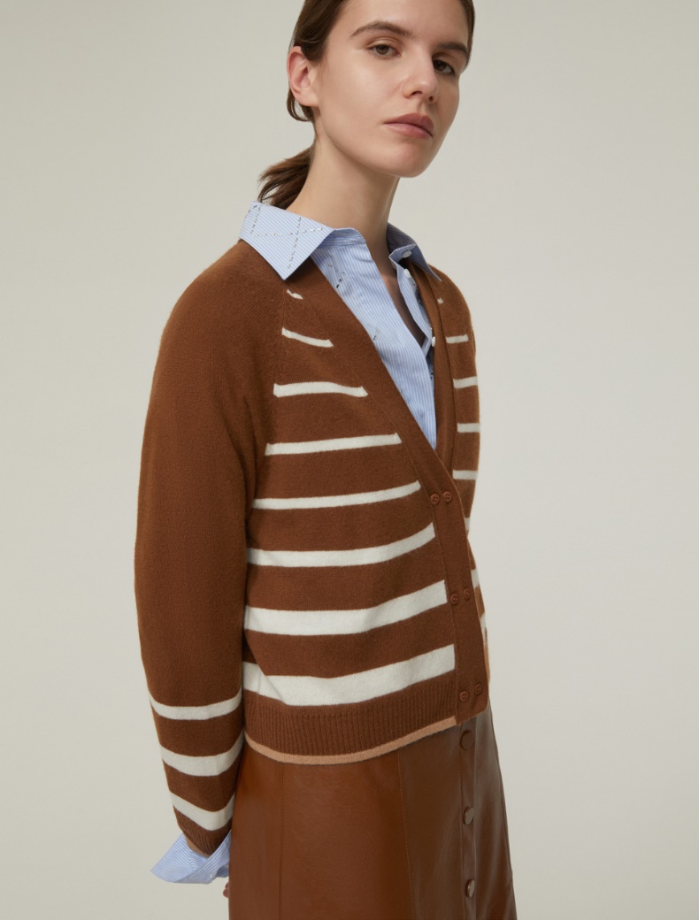 Wool and cashmere cardigan - TOBACCO - pennyblack