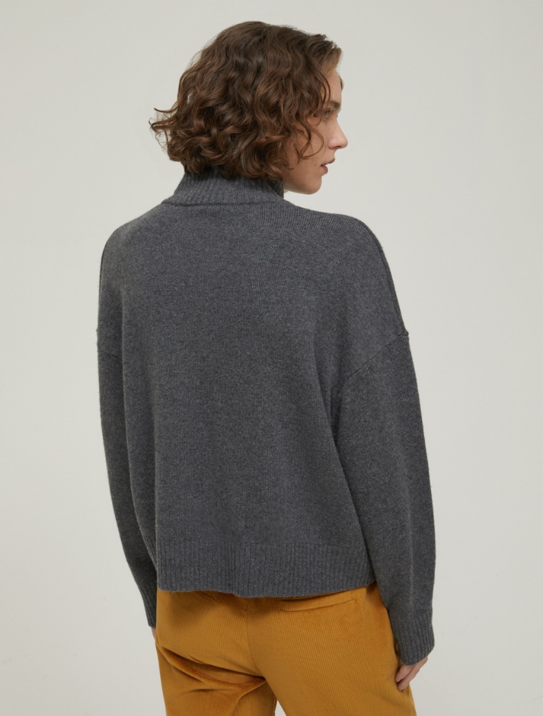 Wool-blend zip-up cardigan - MELANGE DARK GREY - pennyblack