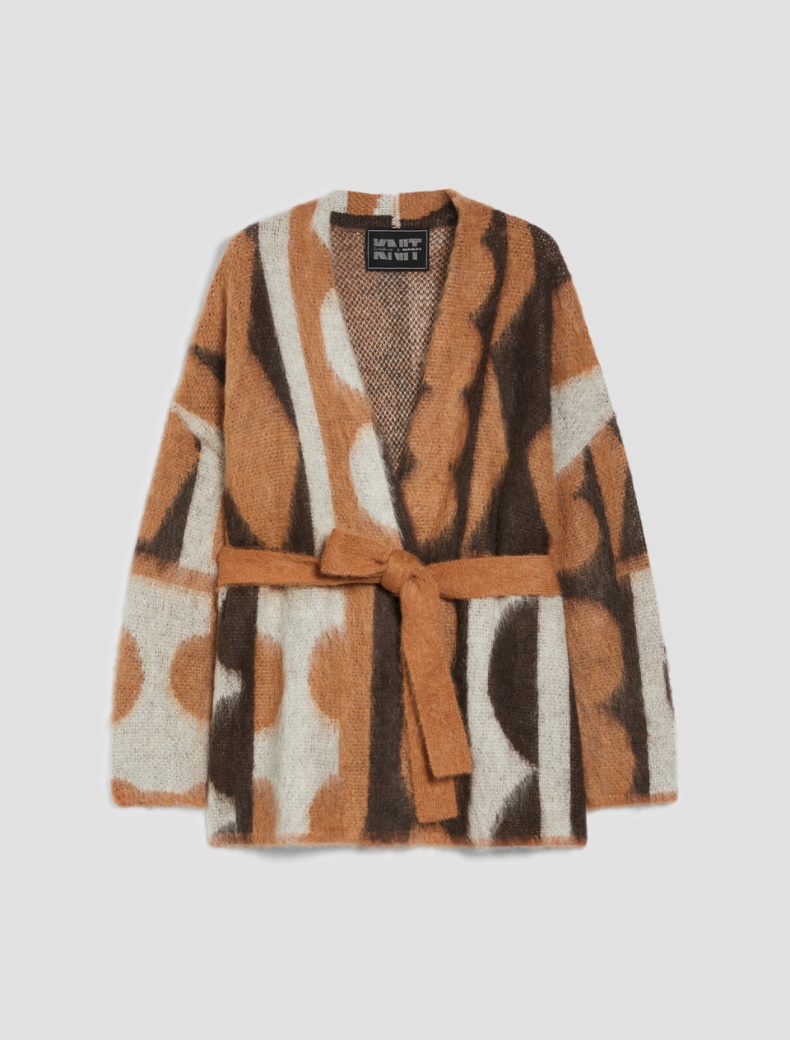 Jacquard mohair cardigan - CAMEL - pennyblack